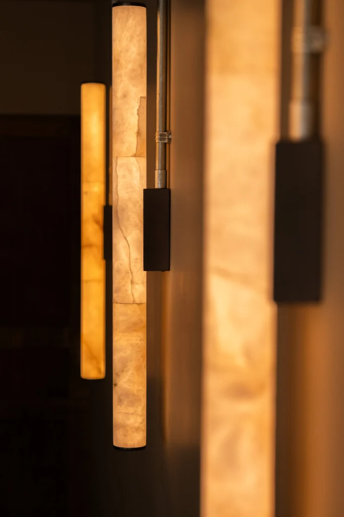 Close up of the mood lighting in The Reformer Room